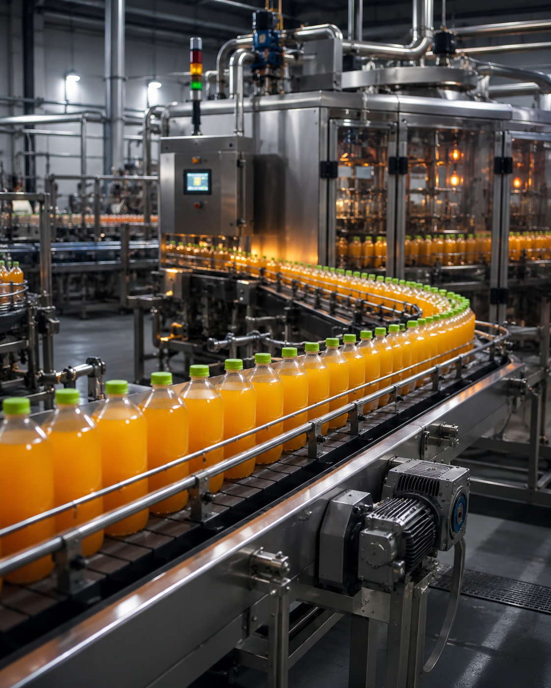 Linha industrial de alimentos e bebidas